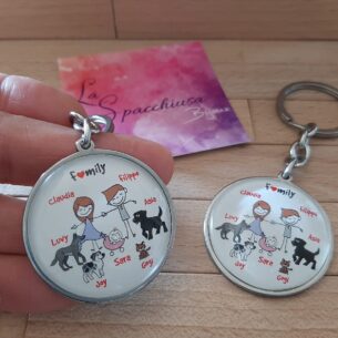 Portachiavi cabochon in acciaio inox e copertura di vetro