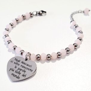 Bracciale in acciaio inox e cristalli di vetro