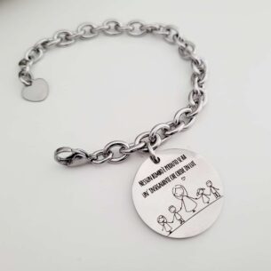 Bracciale con catena a maglie ovali e ciondolo tondo